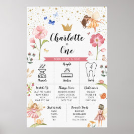 Poster Gráfico de Marcos de Aniversário de Fada Quadro de