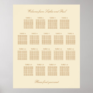 Poster Gráfico de Mesa de Casamento de Casamento de Creme