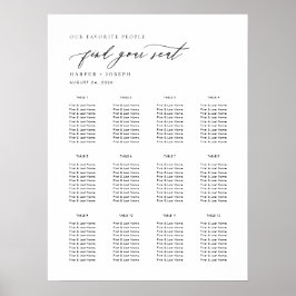 Poster Gráfico de Mesa de Casamento de Script Elegante