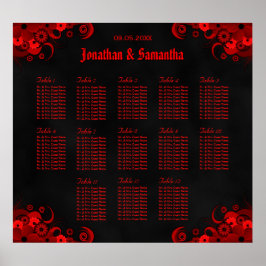 Poster Gráfico de Mesas de Casamento Preto e Vermelho 13