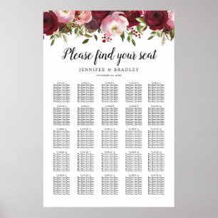 Poster Gráfico de Mesas Rustic Burgundy Floral 25