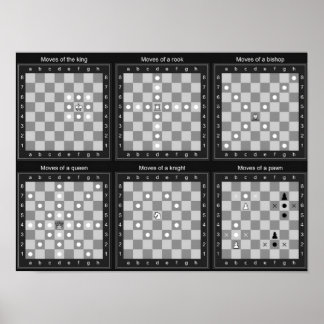 Poster Gráfico de Movimentos de Xadrez