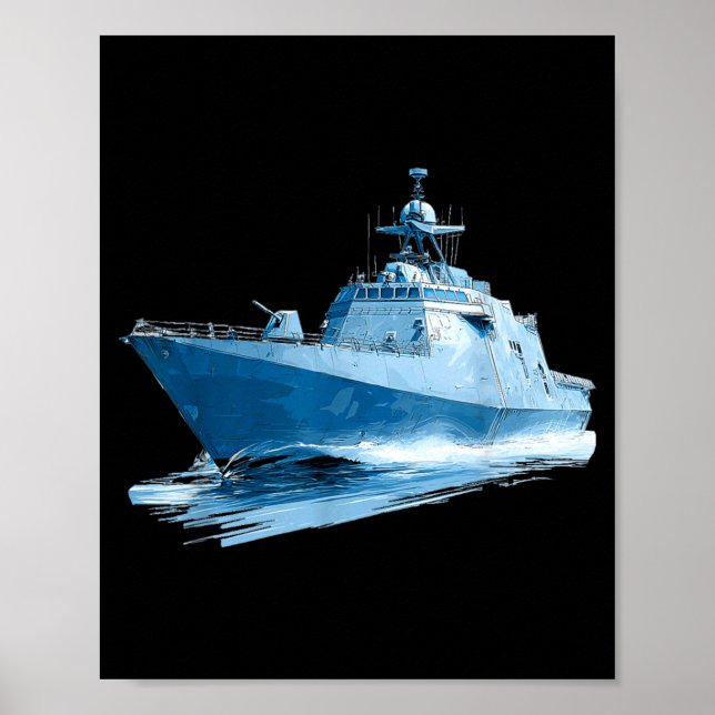 Poster Gráfico de Navio Militar Incrível (Frente)