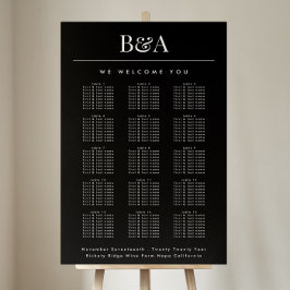 Poster Gráfico de Nomes Clássicos Pretos e Brancos