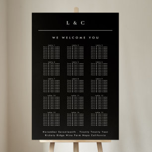Poster Gráfico de Nomes Clássicos Pretos e Brancos