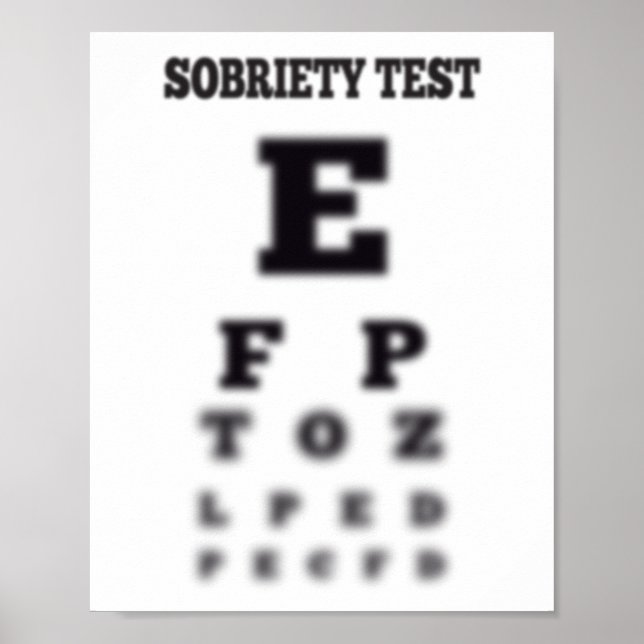 Poster Gráfico de olhos de teste Sobriety Sober desfocado (Frente)