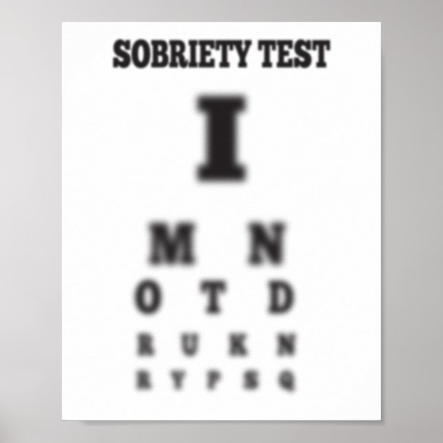 Poster Gráfico de olhos de teste Sobriety Sober desfocado (Frente)