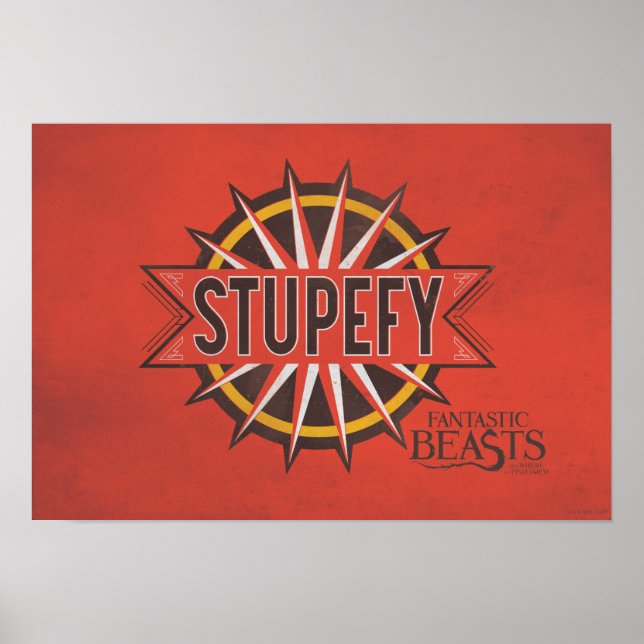 Poster Gráfico de Ortografia Vermelha e Dourada Stupefy (Frente)