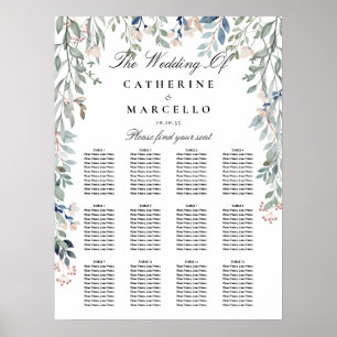 Poster Gráfico de Planos de Casamento Floral de Flores