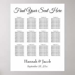 Poster Gráfico de Recepção de casamento branca elegante