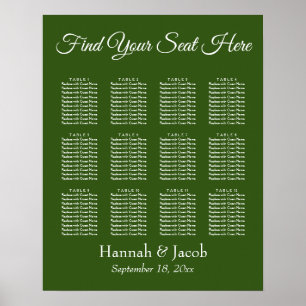 Poster Gráfico de Recepção de casamento Verde da Flore