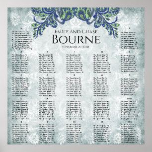 Poster Gráfico de Recepção de Cores de Peacock Azul