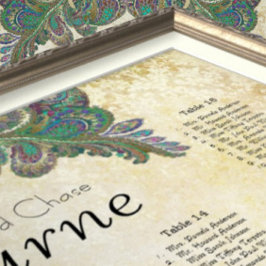 Poster Gráfico de Recepção de Cores de Peacock Paisley