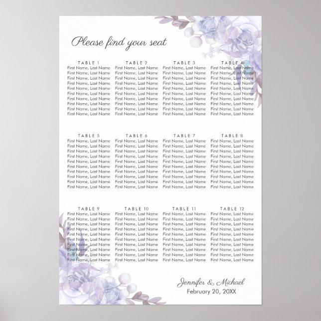 Póster Gráfico de Rosa Roxo de Folhas de Seque Floral Pos (Frente)