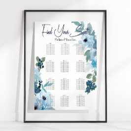 Poster Gráfico de Rosas de Aquarela Azul de Pastel Modern
