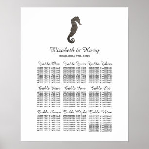 Poster Gráfico de Seagem de Casamento de Praia de Clay S