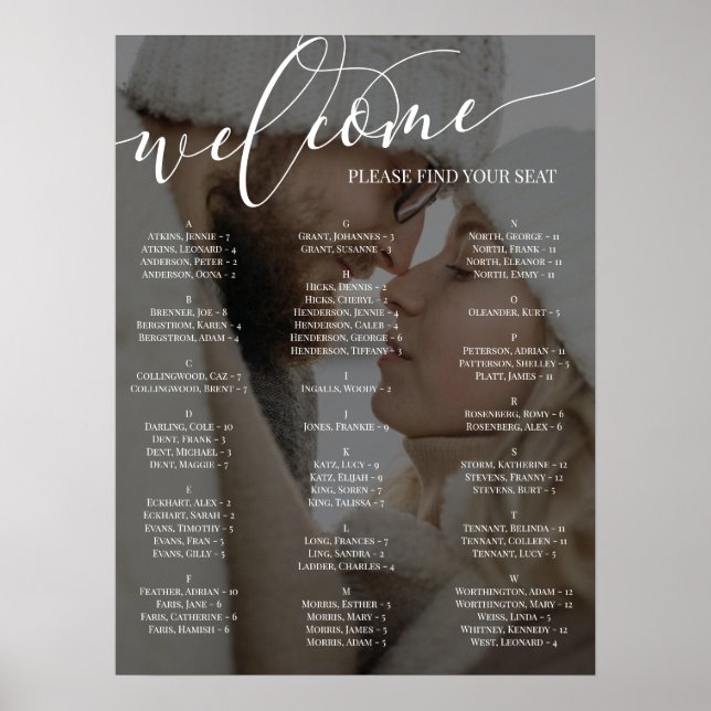 Poster Gráfico de Seções de Casamento de Foto do Script B (Frente)