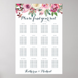 Poster Gráfico de Seções de Casamento Floral de Blush