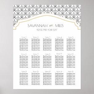 Poster Gráfico de Seções Personalizáveis da Art Deco