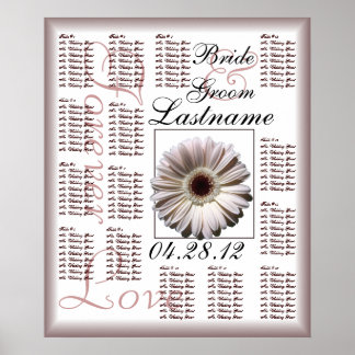 Póster Gráfico de Sentados Convidados para Casamento de M
