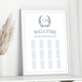 Poster Gráfico de Sentados de Casamento Azul com Derrame 