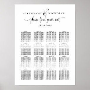 Poster Gráfico de Sentados de Casamento Chic - Letra Mão