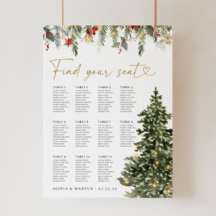 Poster Gráfico de Sentados de Casamento das Luzes de Árvo