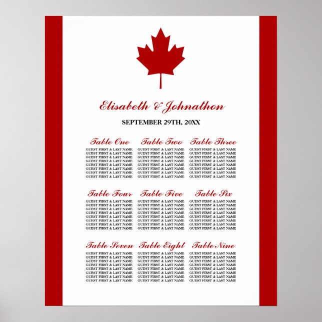 Poster Gráfico de Sentados de Casamento de Bandeira Canad (Frente)