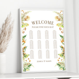 Poster Gráfico de Sentados de Casamento de Boho da Flores