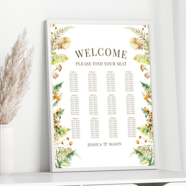 Poster Gráfico de Sentados de Casamento de Boho da Flores (Criador carregado)