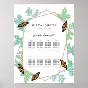 Poster Gráfico de Sentados de Casamento de Borboleta Mon