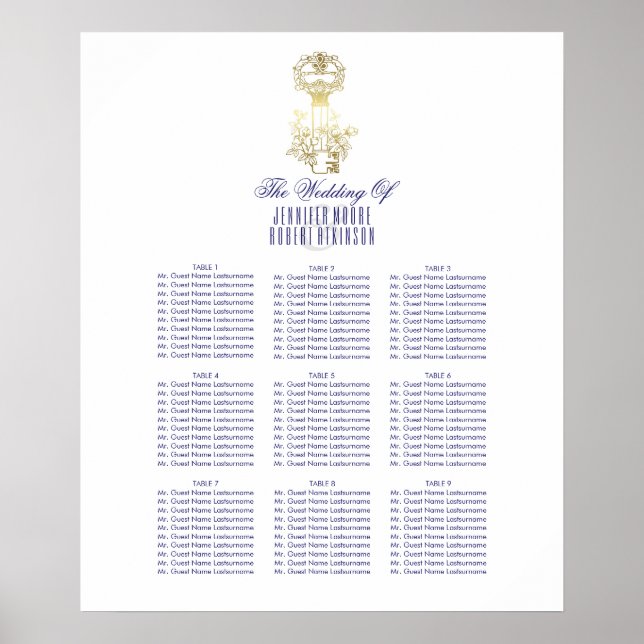 Póster Gráfico de Sentados de Casamento de Chave do Esque (Frente)