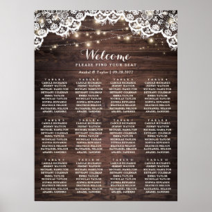 Poster Gráfico de Sentados de Casamento de Luzes de Madei