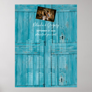 Poster Gráfico de Sentados de Casamento de Madeira Azul 