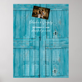 Poster Gráfico de Sentados de Casamento de Madeira Azul R