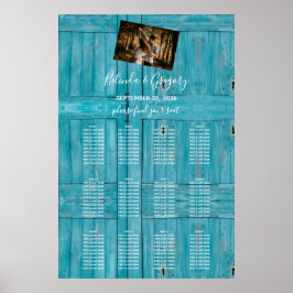 Poster Gráfico de Sentados de Casamento de Madeira Azul R