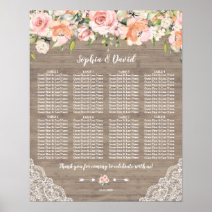 Poster Gráfico de Sentados de Casamento de Madeira Lace 