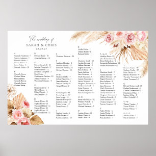 Poster Gráfico de Sentados de Casamento de Ordem Alfabéti