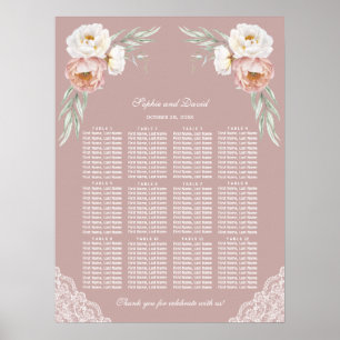Poster Gráfico de Sentados de Casamento de Rosa com Derra