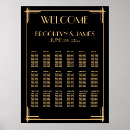 Poster Gráfico de Sentados de Casamento em Deco Negro Bem