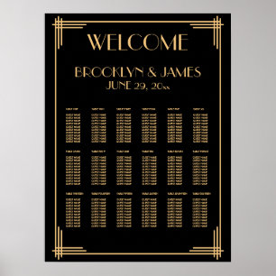 Poster Gráfico de Sentados de Casamento em Deco Negro Bem