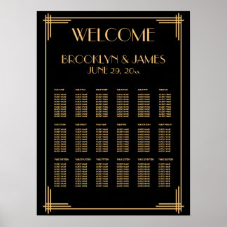 Poster Gráfico de Sentados de Casamento em Deco Negro Bem