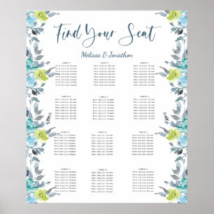 Poster Gráfico de Sentados de Casamento Verde Amarelo Az