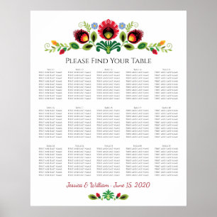 Poster Gráfico de Sentados de Casamento Vermelho das Flo