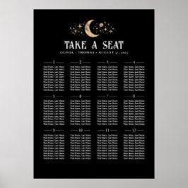 Poster Gráfico de Sentados de Casamentos Negra Celestial 