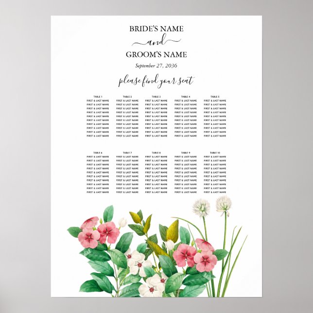 Poster Gráfico de Sentados de Casamentos Periwinkle (Frente)