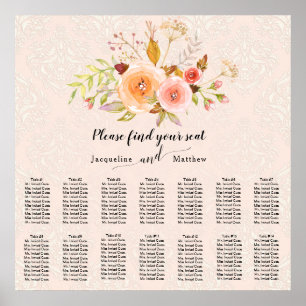 Poster Gráfico de Sentados de Folhagem Floral de Cores d