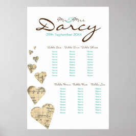 Poster Gráfico de Sentados do Coração do Mapa Vintage