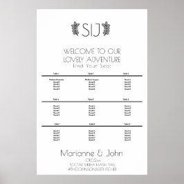 Poster Gráfico de Sentados do Logotipo de Casamento de Wr