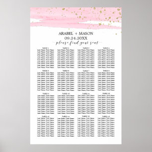 Póster Gráfico de Sentados Dourados e Blush Cor-de-Água R
